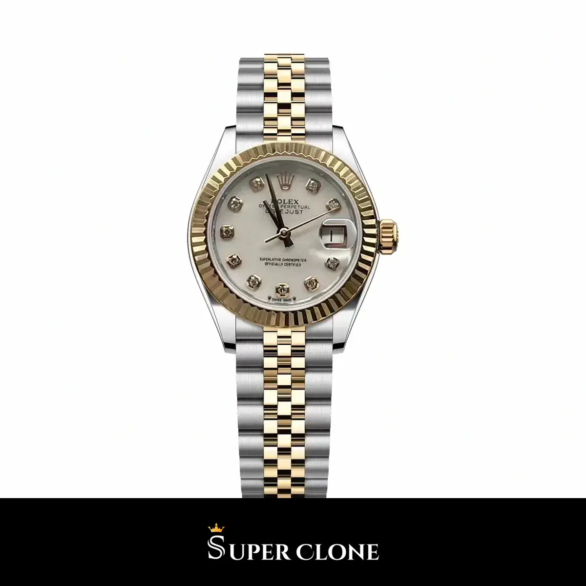 Rolex Datejust 279171 bicolor, esfera de nácar con bisel estriado de oro amarillo réplica
