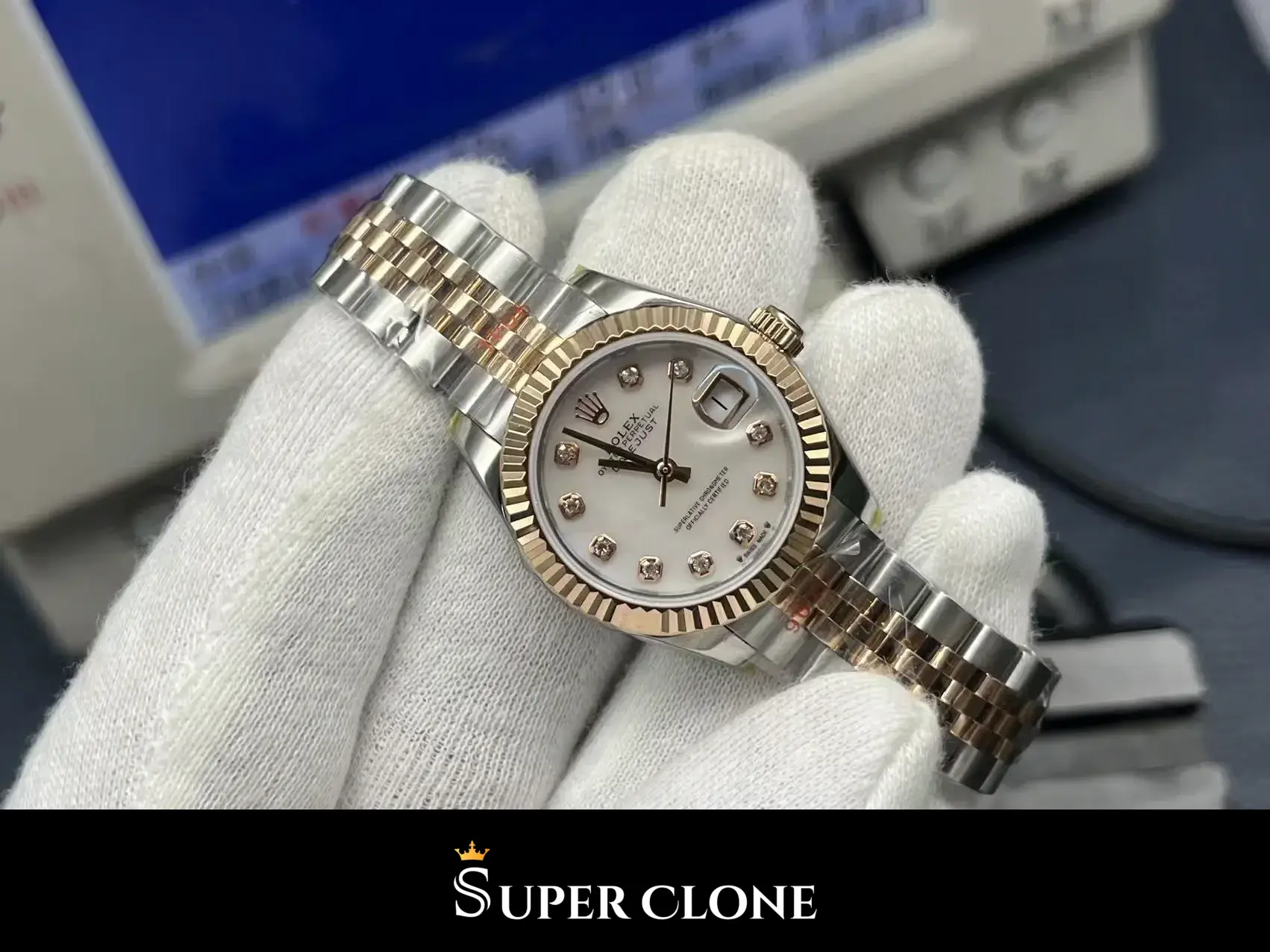 Rolex Datejust 279171 réplica nácar bicolor, vista 2