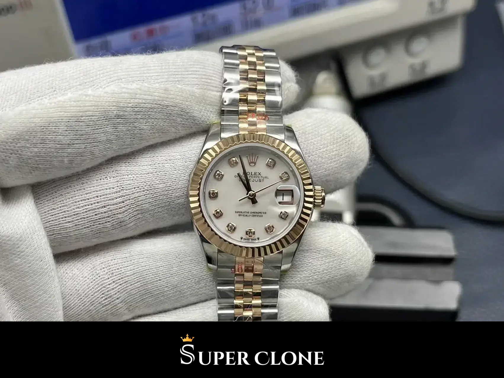 Rolex Datejust 279171 réplica nácar bicolor, vista 3