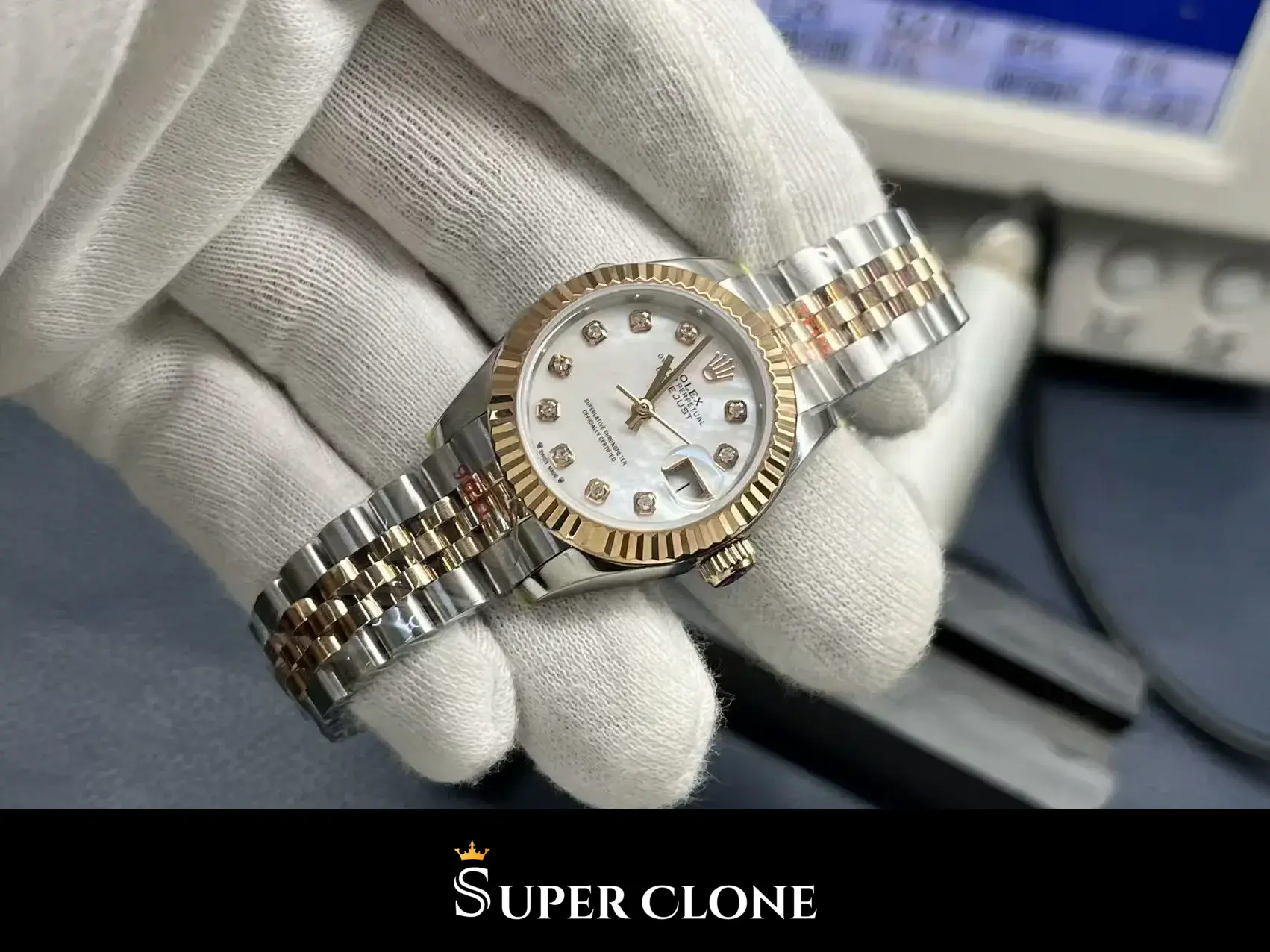 Rolex Datejust 279171 réplica nácar bicolor, vista 4