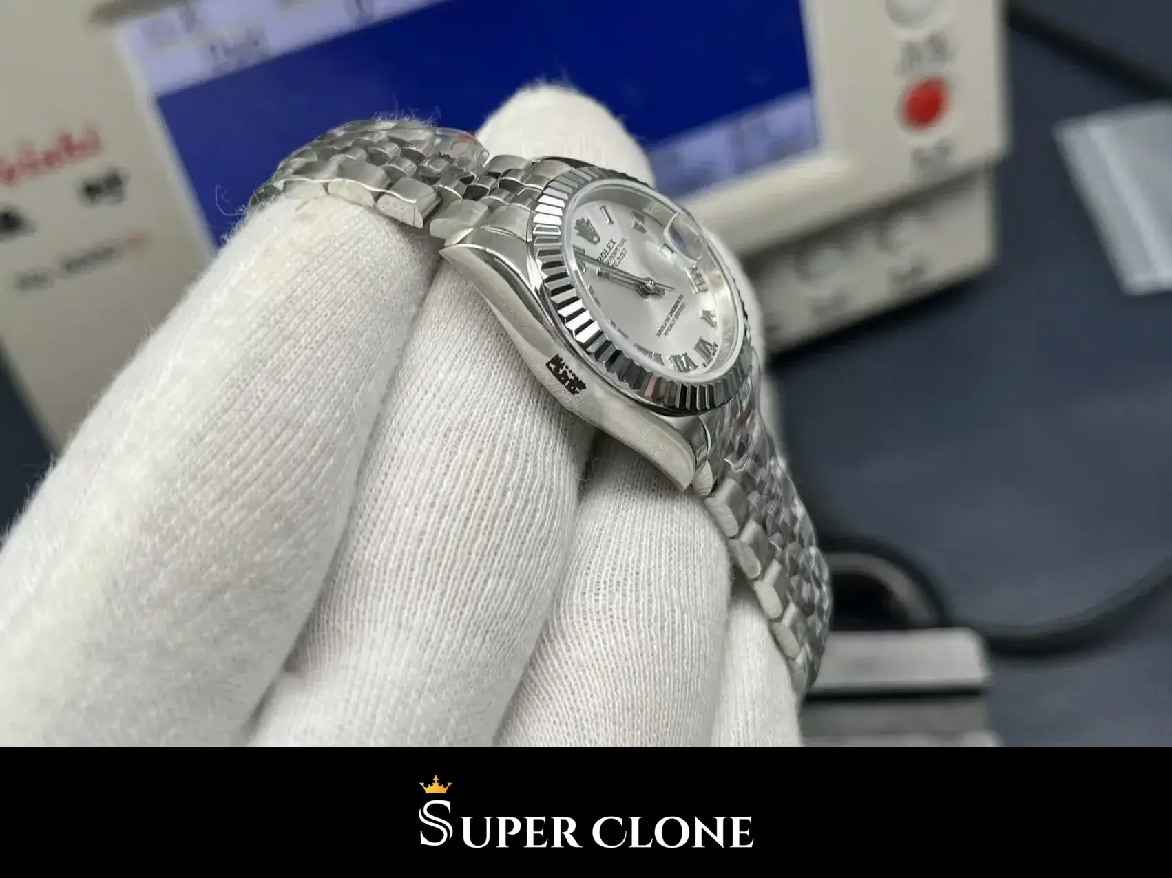 Rolex Datejust 279174 replica, esfera plateada, vista 10