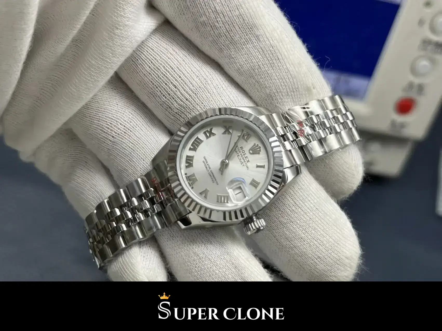 Rolex Datejust 279174 replica, esfera plateada, vista 7