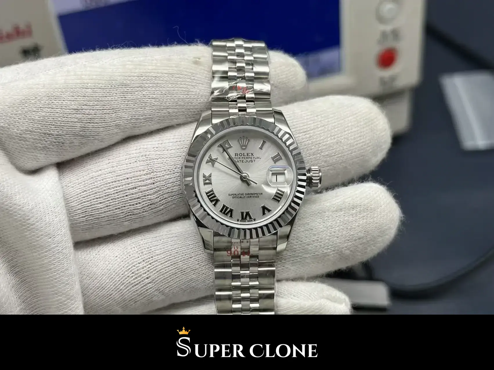 Rolex Datejust 279174 replica, esfera plateada, vista 9