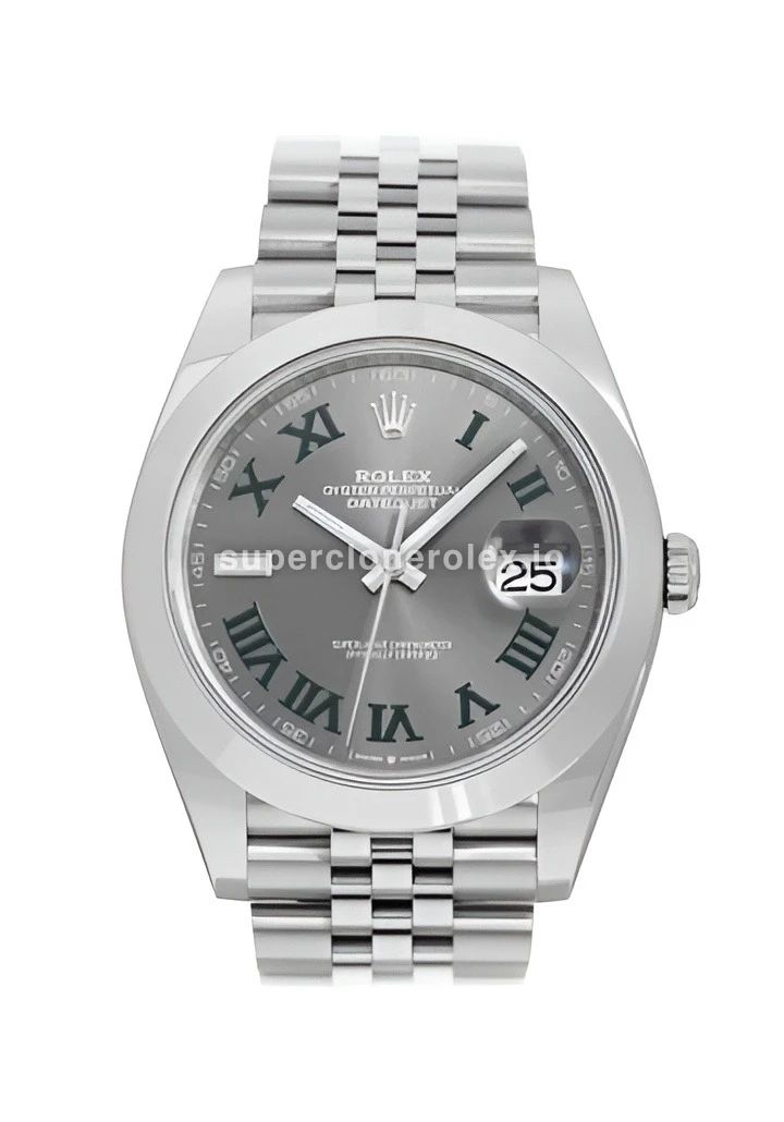 Datejust 126300 Wimbledon réplica automática japonesa esfera pizarra — vista frontal
