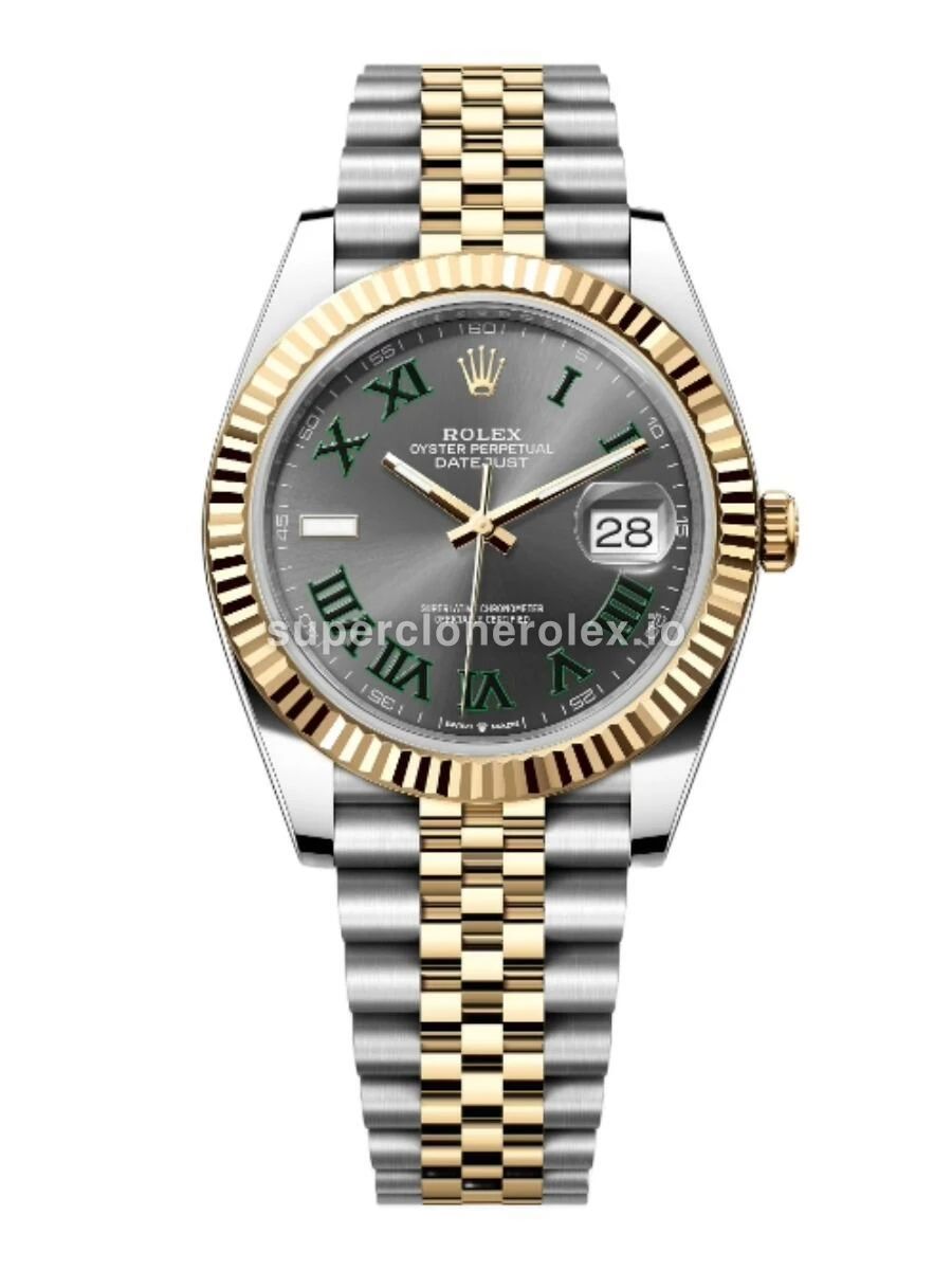 Datejust 126333 Wimbledon réplica automática japonesa esfera pizarra — vista frontal
