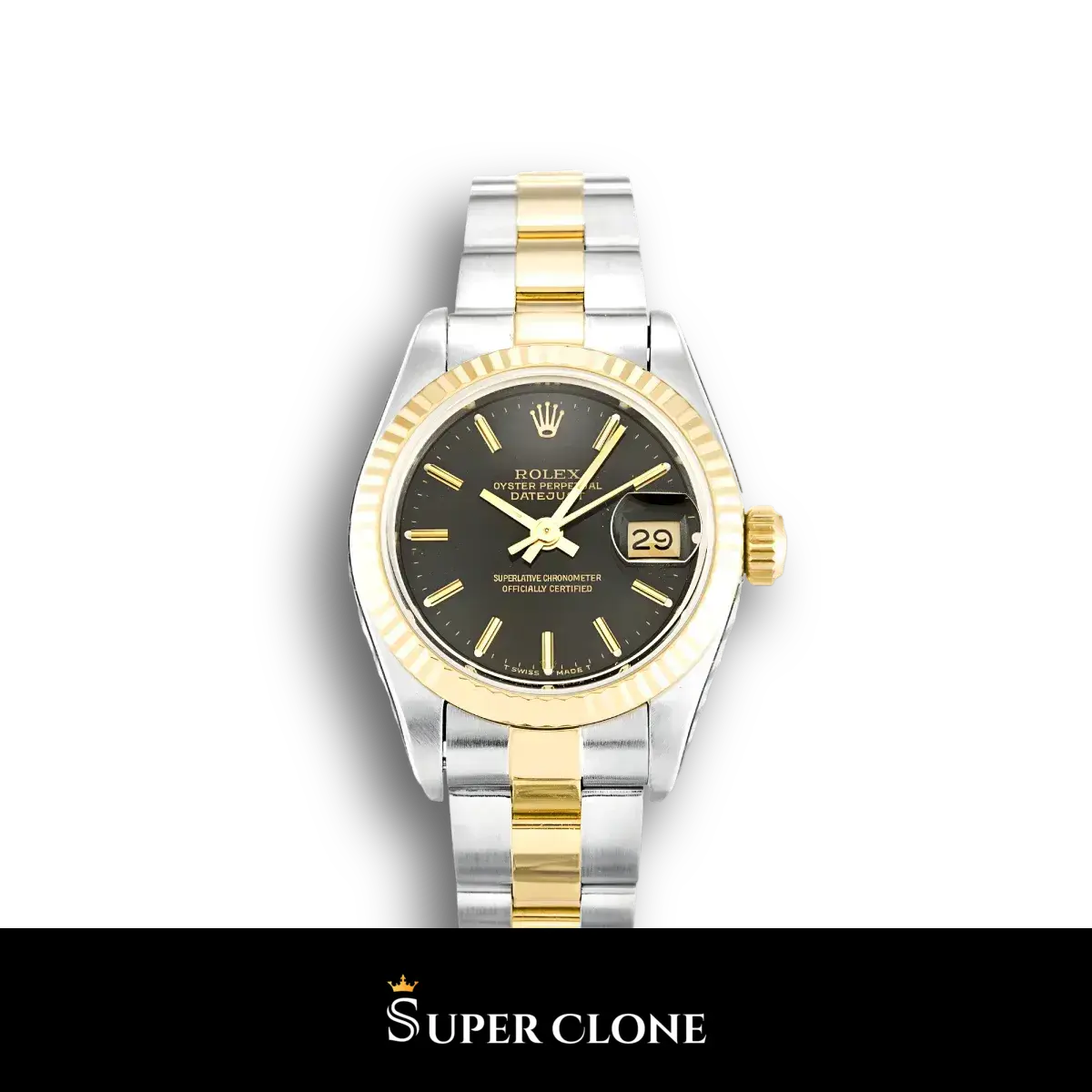 Datejust 69173 réplica automática japonesa esfera negro — vista frontal
