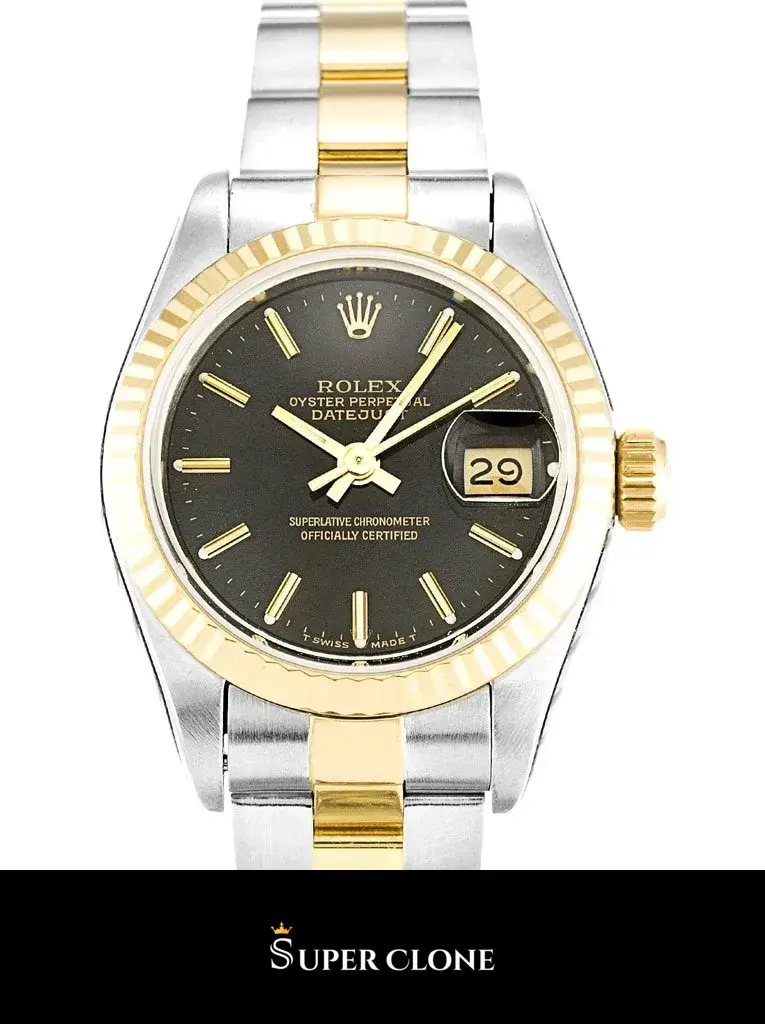 Rolex Datejust 69173 replica 26mm, detalle de la esfera negra