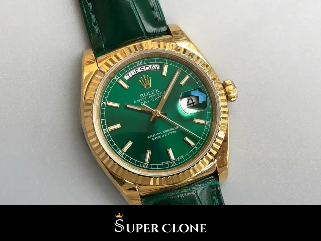 Rolex Day-Date 118138 replica, esfera verde, vista 10