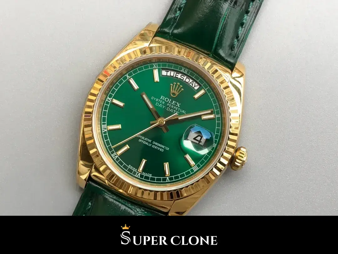 Rolex Day-Date 118138 replica, esfera verde, vista 5