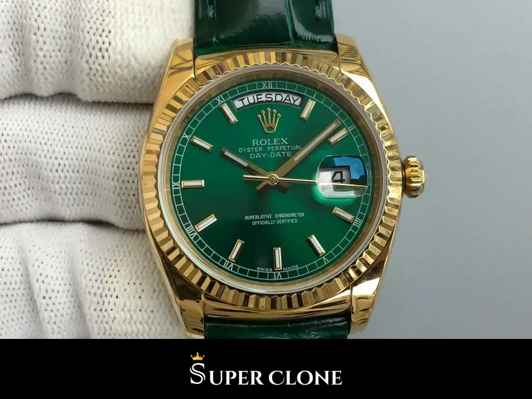 Rolex Day-Date 118138 replica, esfera verde, vista 6