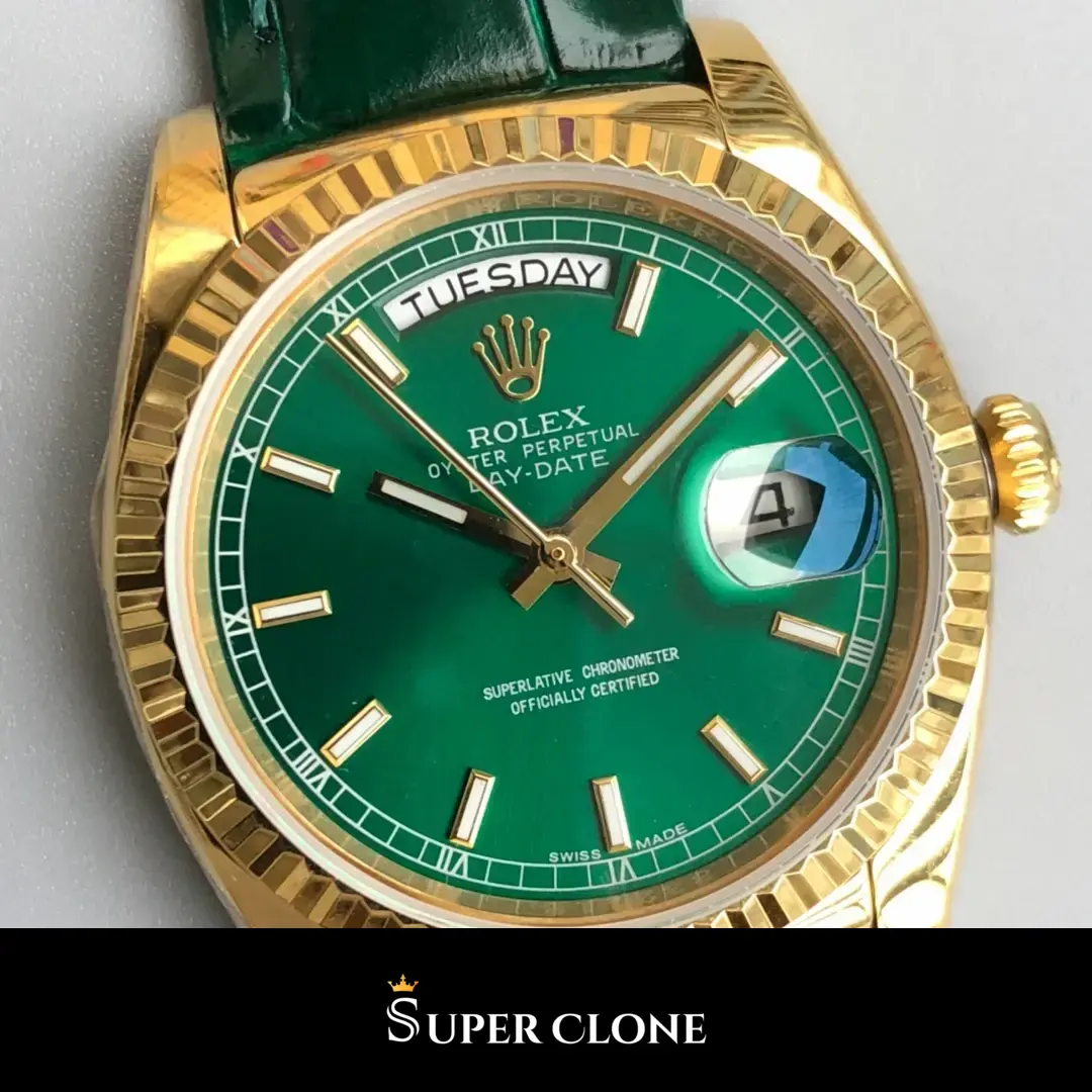 Rolex Day-Date 118138 replica, esfera verde, vista 7