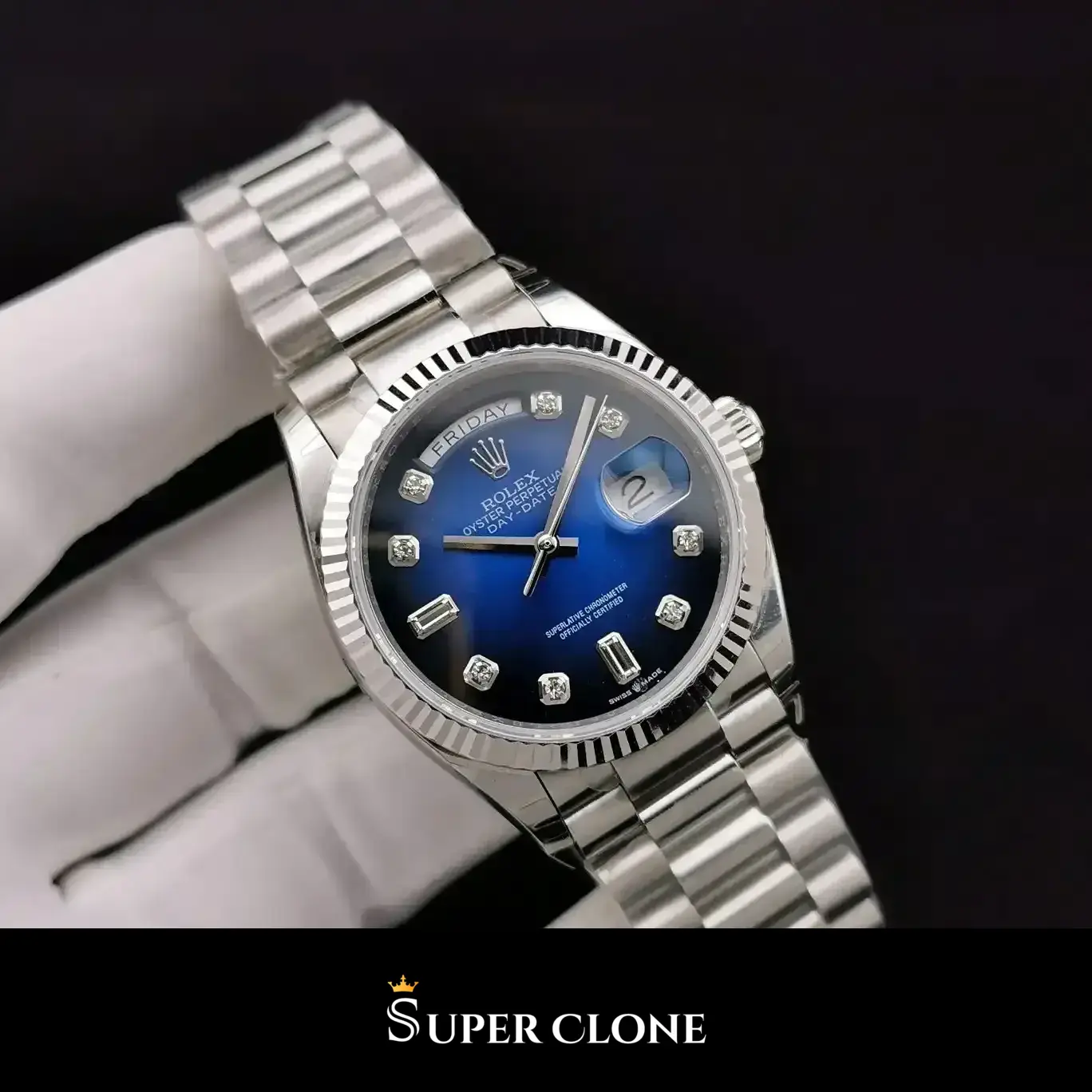 Rolex Day-Date 128239 replica, esfera azul - vista 2