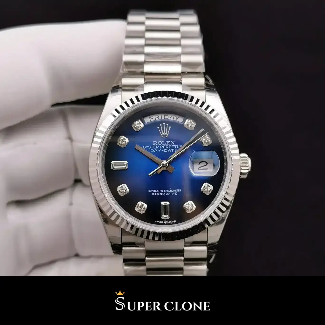 Rolex Day-Date 128239 replica, esfera azul - vista 3