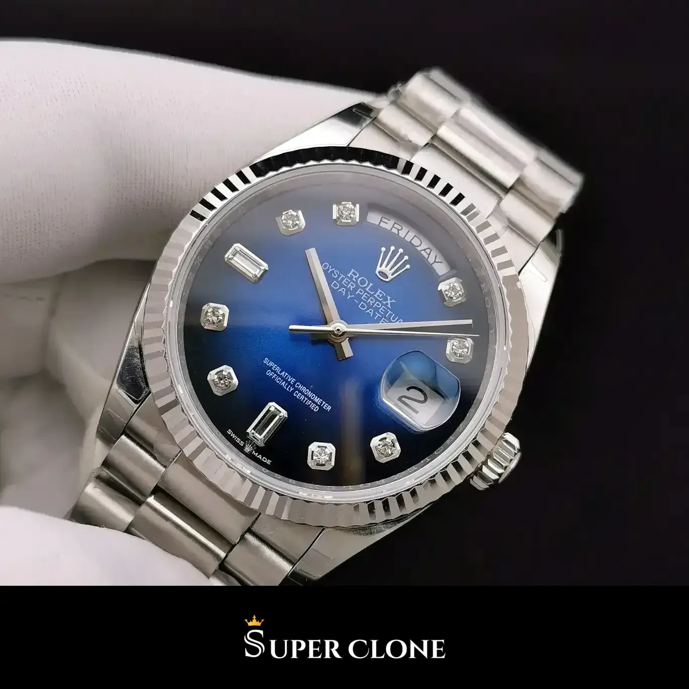 Rolex Day-Date 128239 replica, esfera azul - vista 4