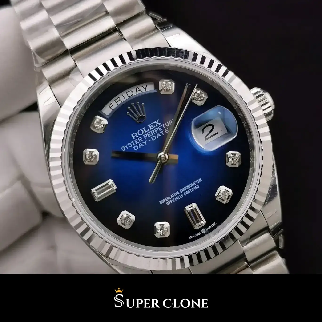 Rolex Day-Date 128239 replica, esfera azul - vista 5
