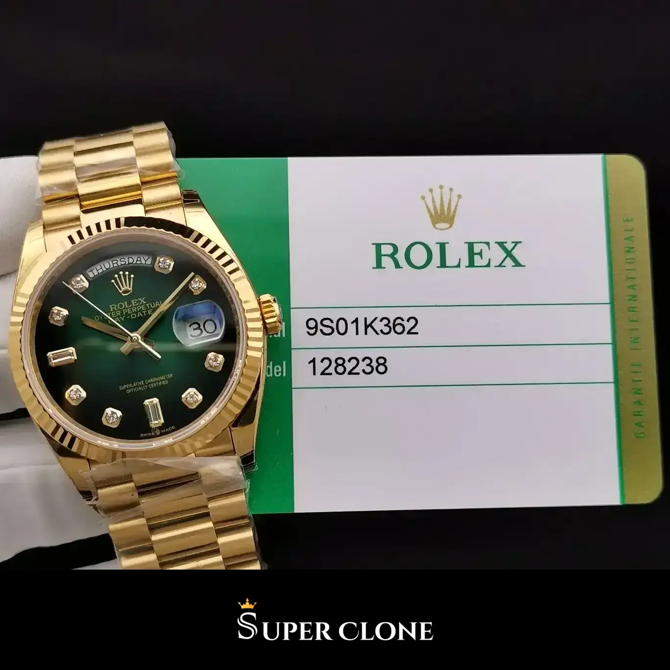 Rolex Day-Date 128238 replica, brazalete President en oro amarillo, vista 5