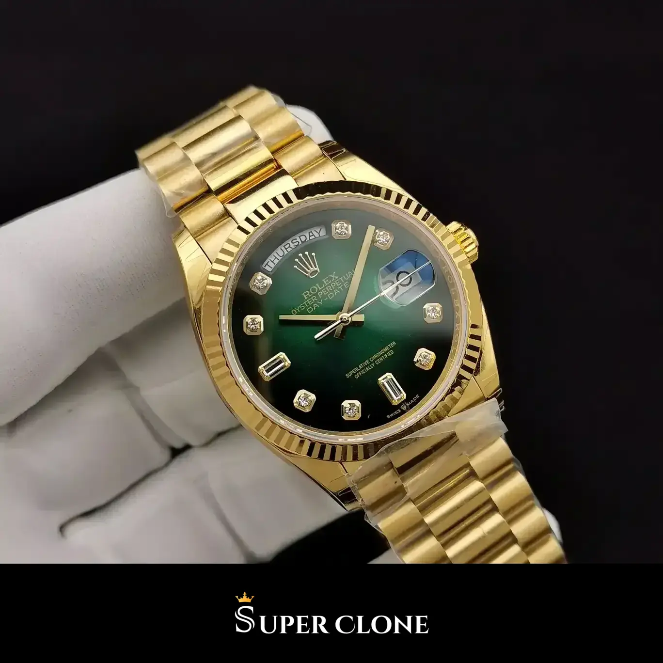 Rolex Day-Date 128238 replica, ventanilla de fecha y Cyclops, vista 6