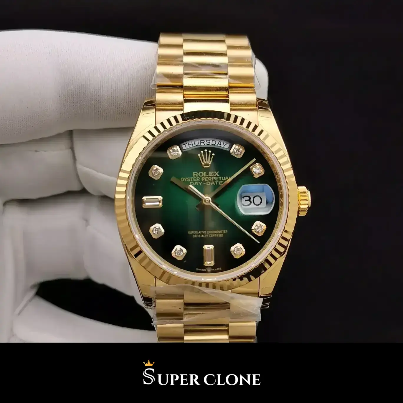 Rolex Day-Date 128238 replica, perfil lateral de la caja, vista 7