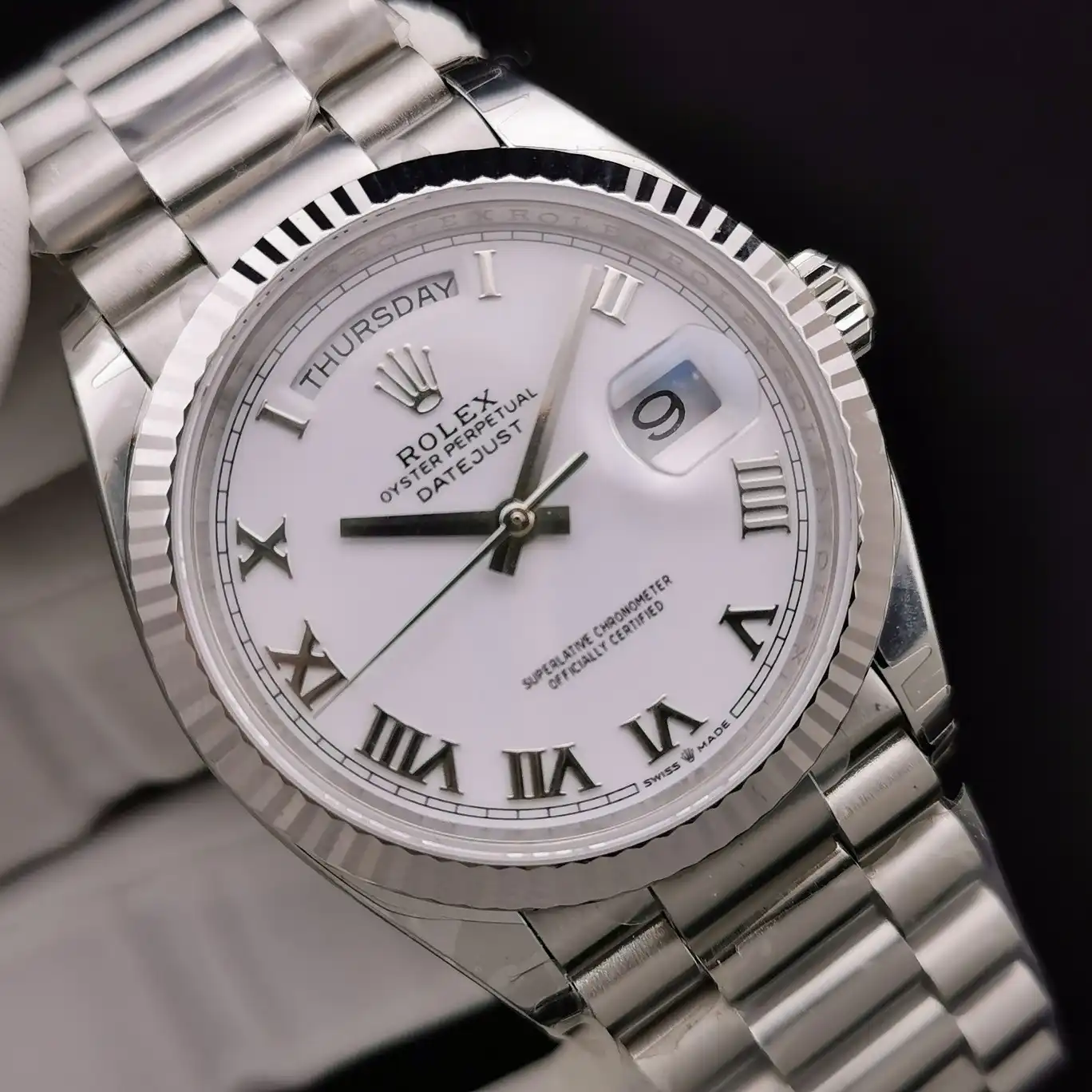 Rolex Day-Date 128239 replica 36 mm, foto en la muñeca
