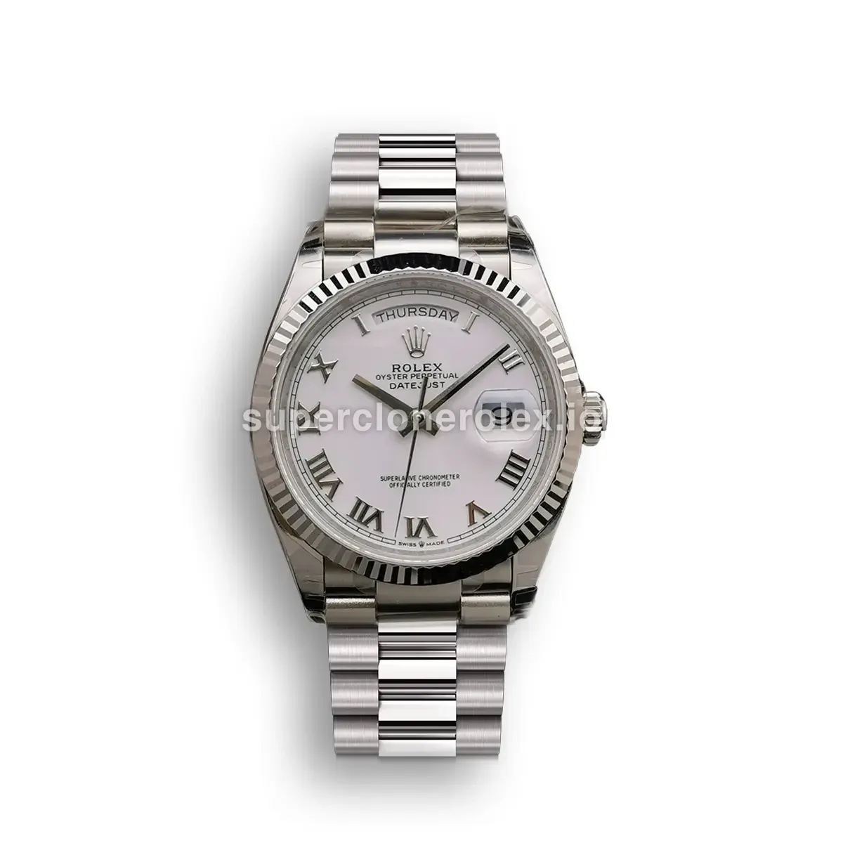 Day-Date 128239 réplica de Rolex esfera nácar — vista frontal
