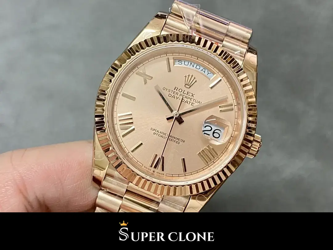 Rolex Day-Date 228235 replica, fecha con Cyclops a las 3
