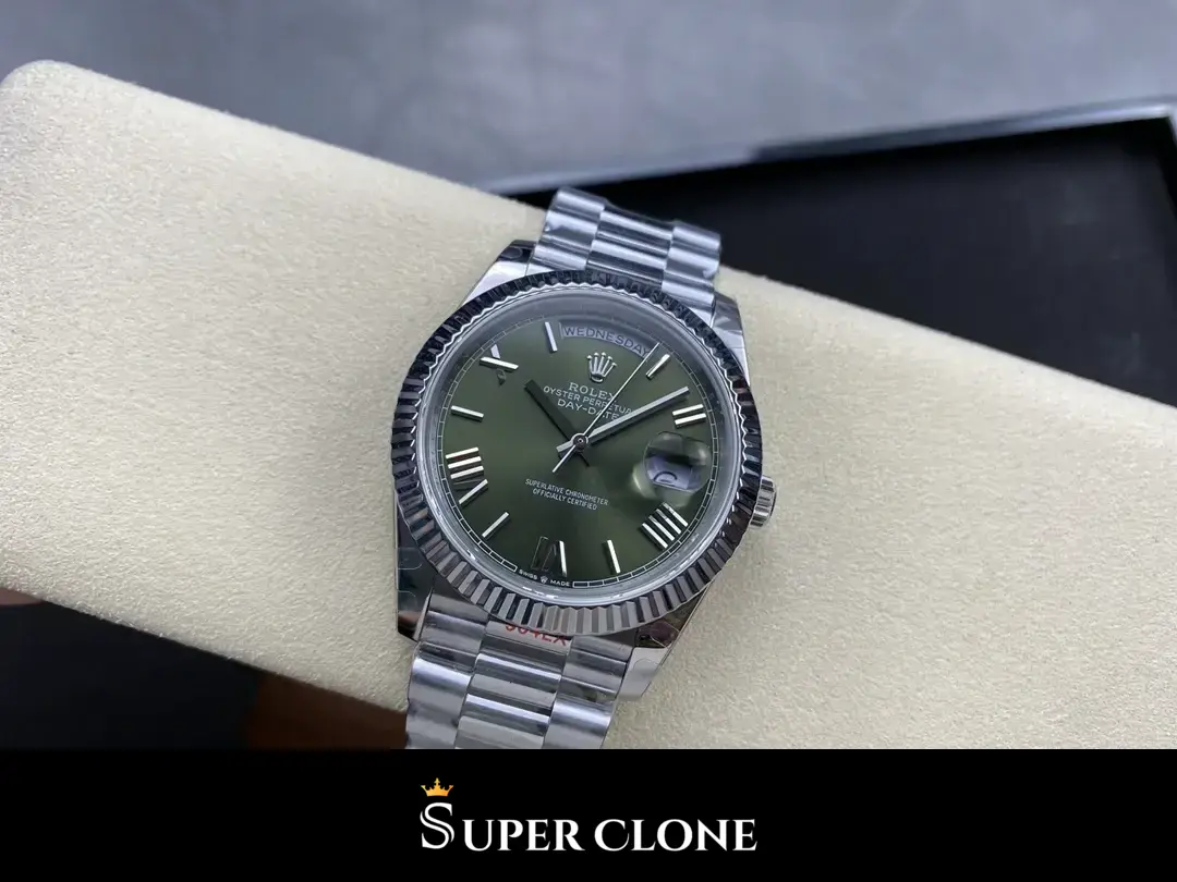 Rolex Day-Date 228239 replica, esfera verde, vista 7