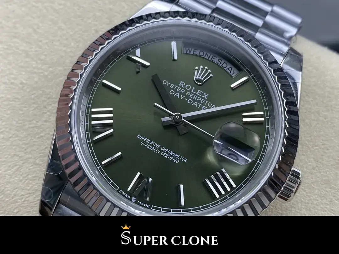 Rolex Day-Date 228239 replica, esfera verde, vista 9