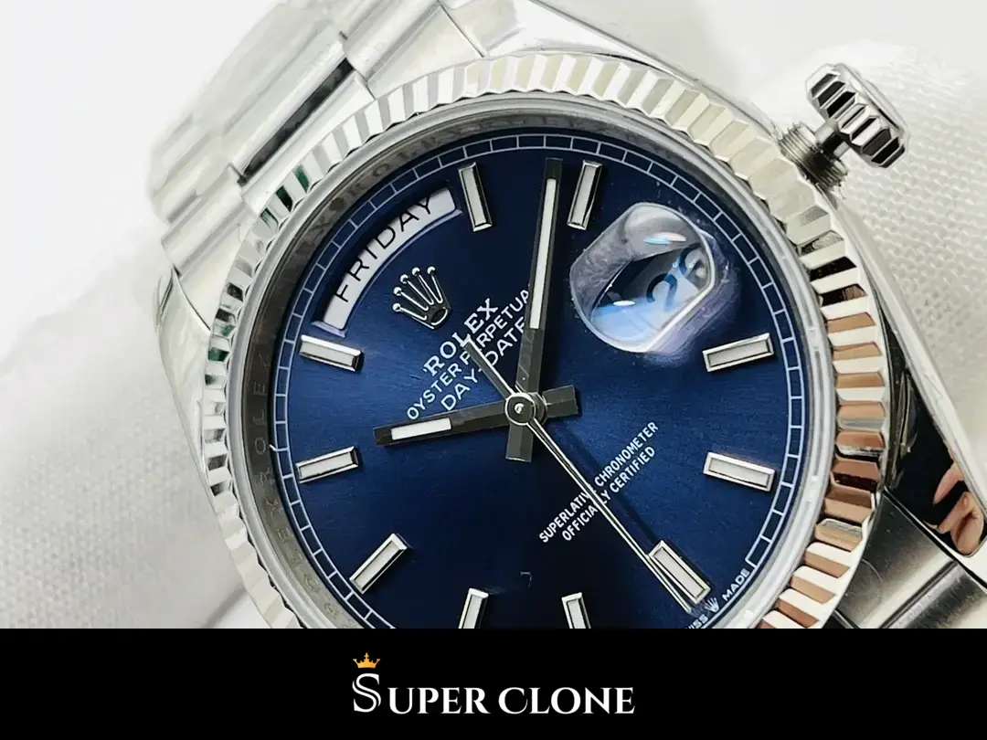 Rolex Day-Date 228239AF replica, esfera azul, vista 6