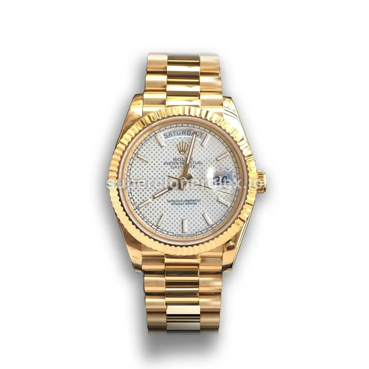Day-Date 228238 réplica de Rolex esfera plata motivo — vista frontal