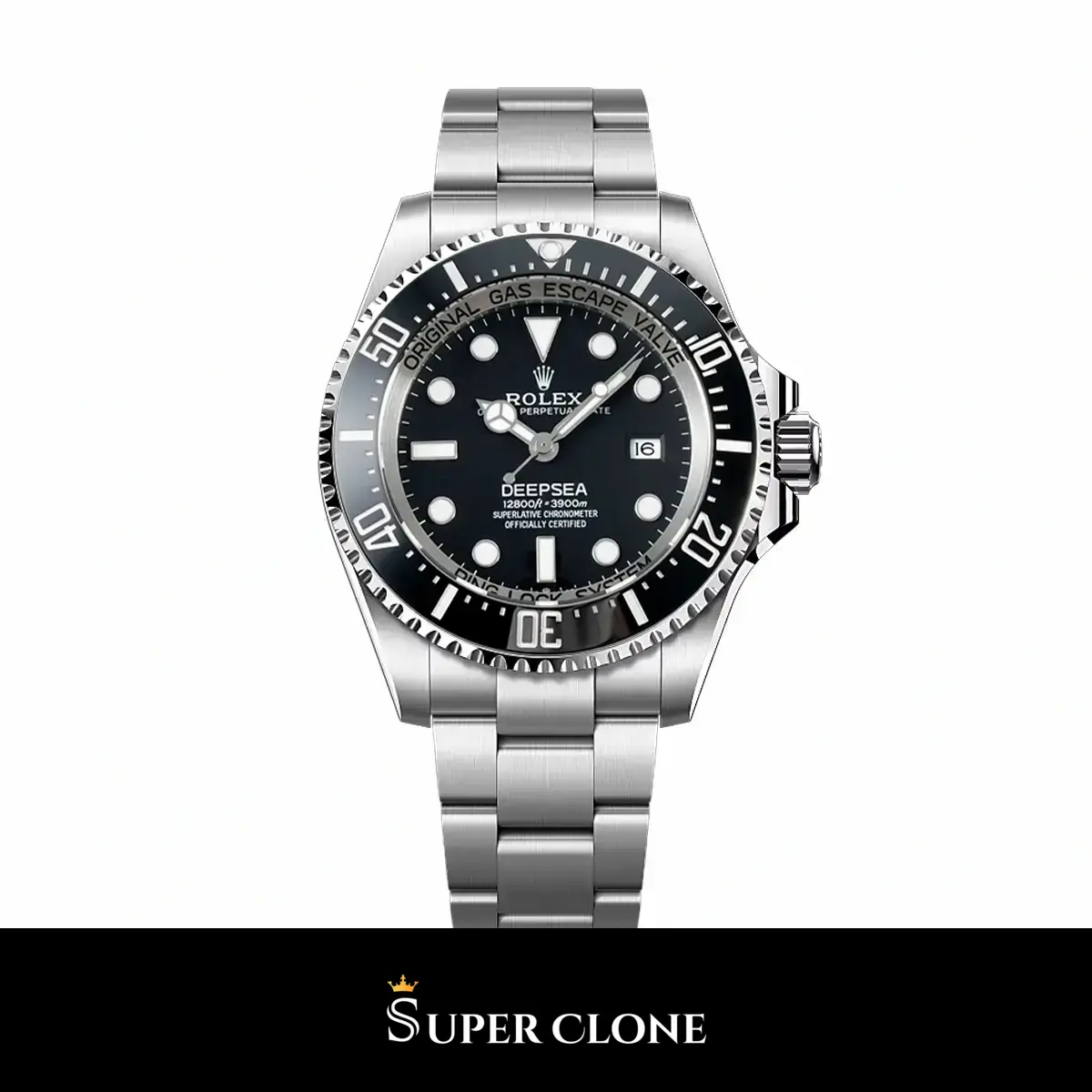 Rolex Deepsea 116660 réplica esfera negro — vista frontal