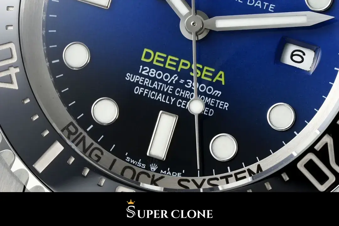 Rolex Deepsea 126660 réplica esfera negra, detalle de la esfera
