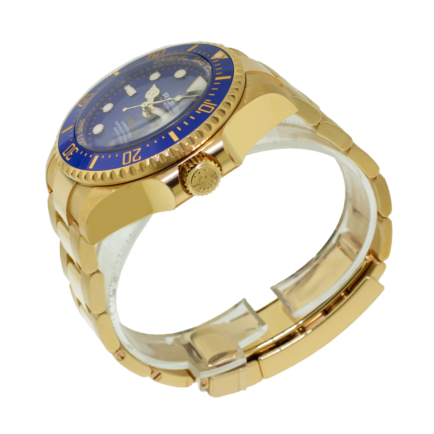 Deepsea 136668LB rolex replica esfera azul, detalle del fondo de caja