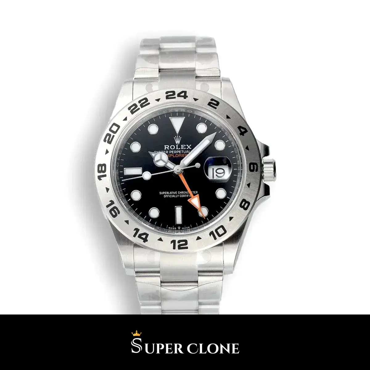 Rolex Explorer 226570 réplica Miyota esfera negro — vista frontal