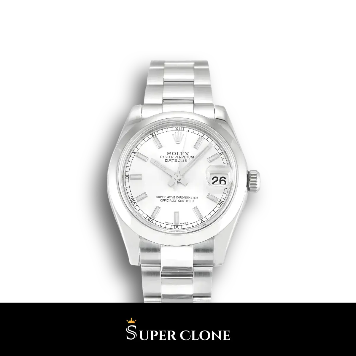 Lady-Datejust 178240 réplica automática japonesa esfera plata — vista frontal