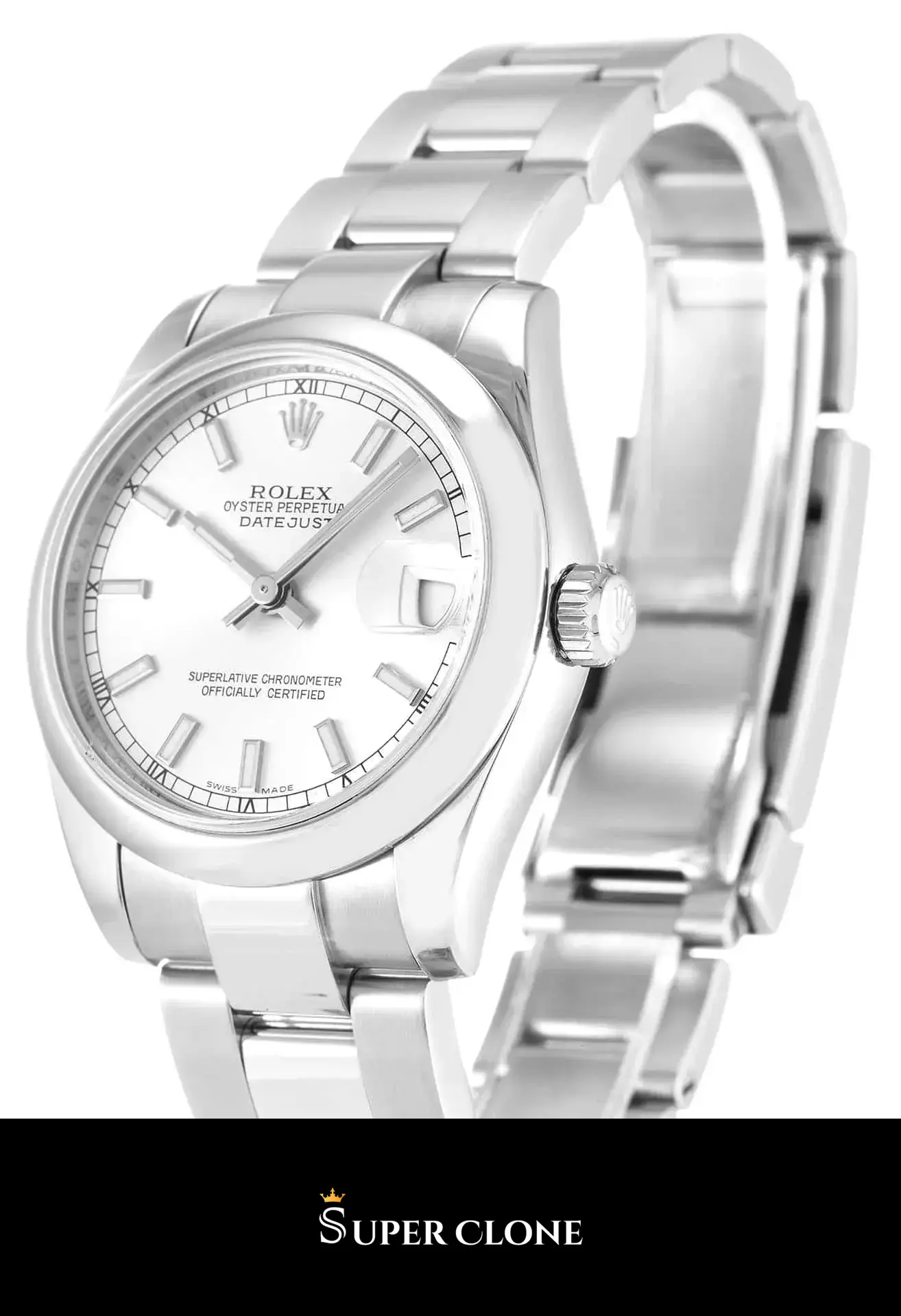 Rolex Lady-Datejust 178240 replica, primer plano de la esfera plateada