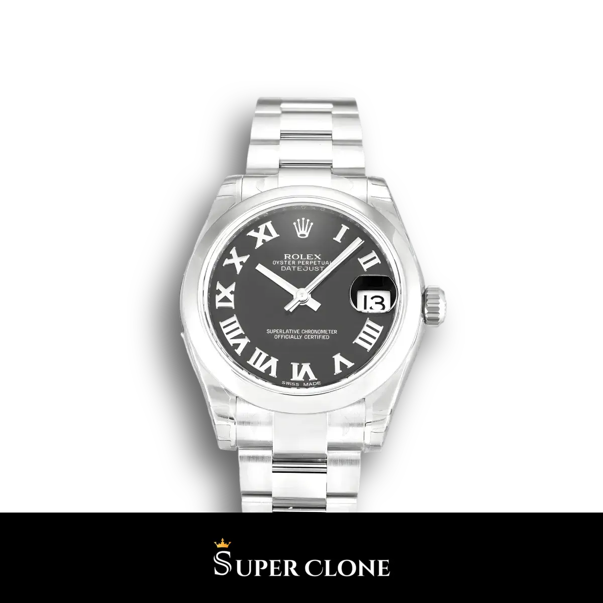 Rolex Lady-Datejust 178240 réplica esfera negro — vista frontal