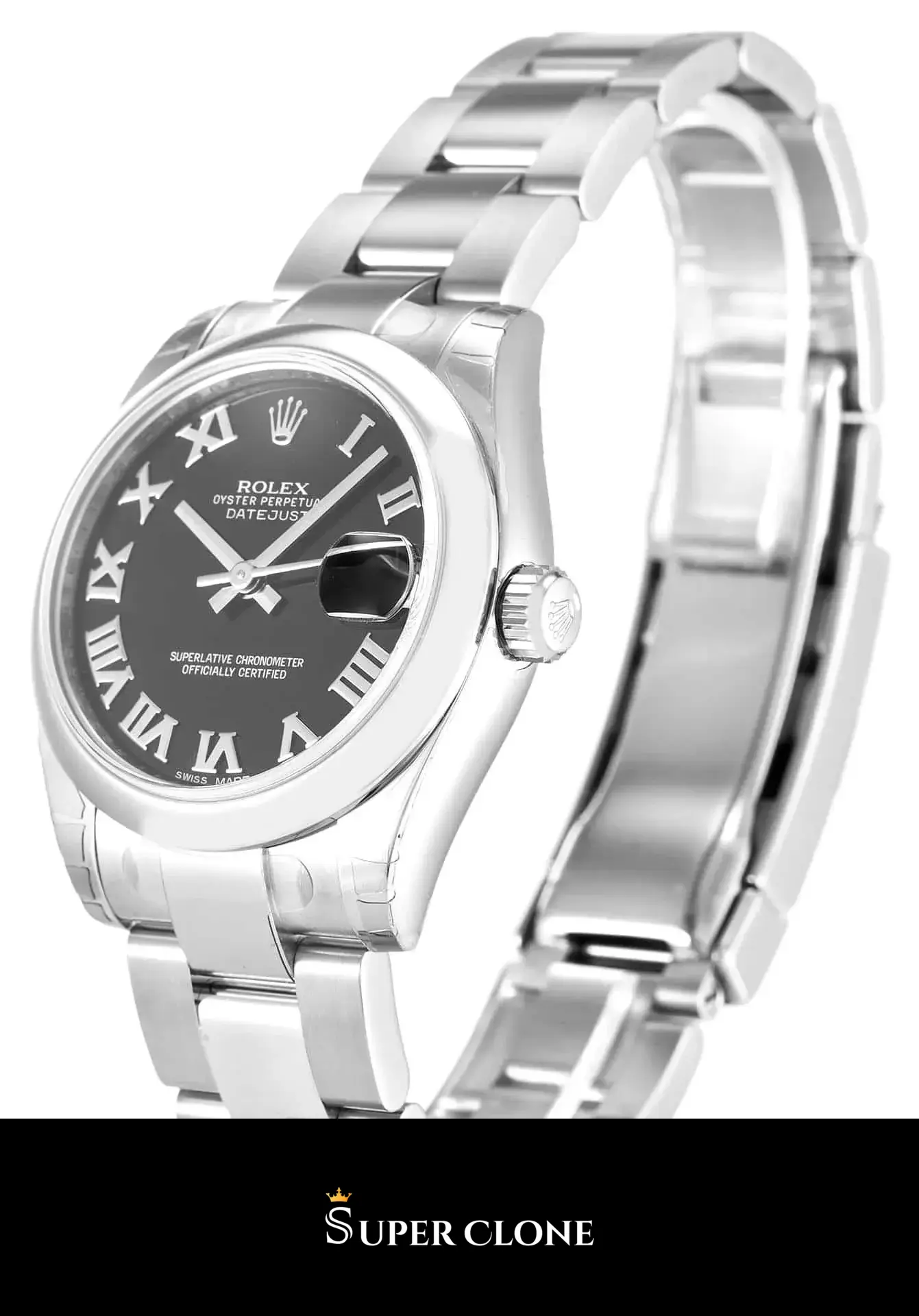 Lady-Datejust 178240 replica negra, vista del brazalete Oyster