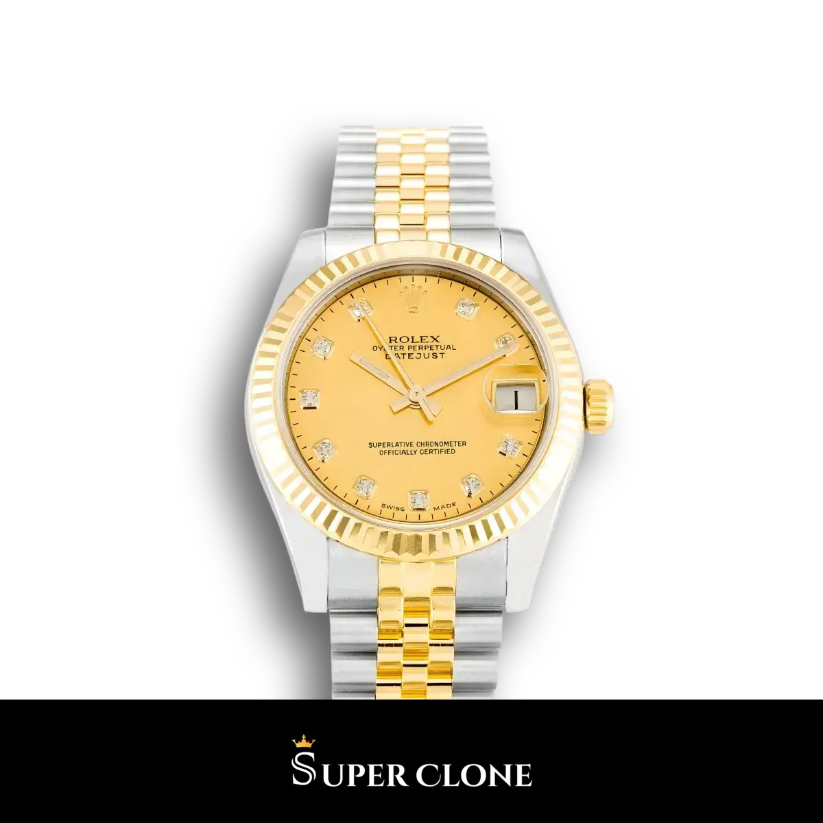 Lady-Datejust 178273 réplica de Rolex esfera champán — vista frontal
