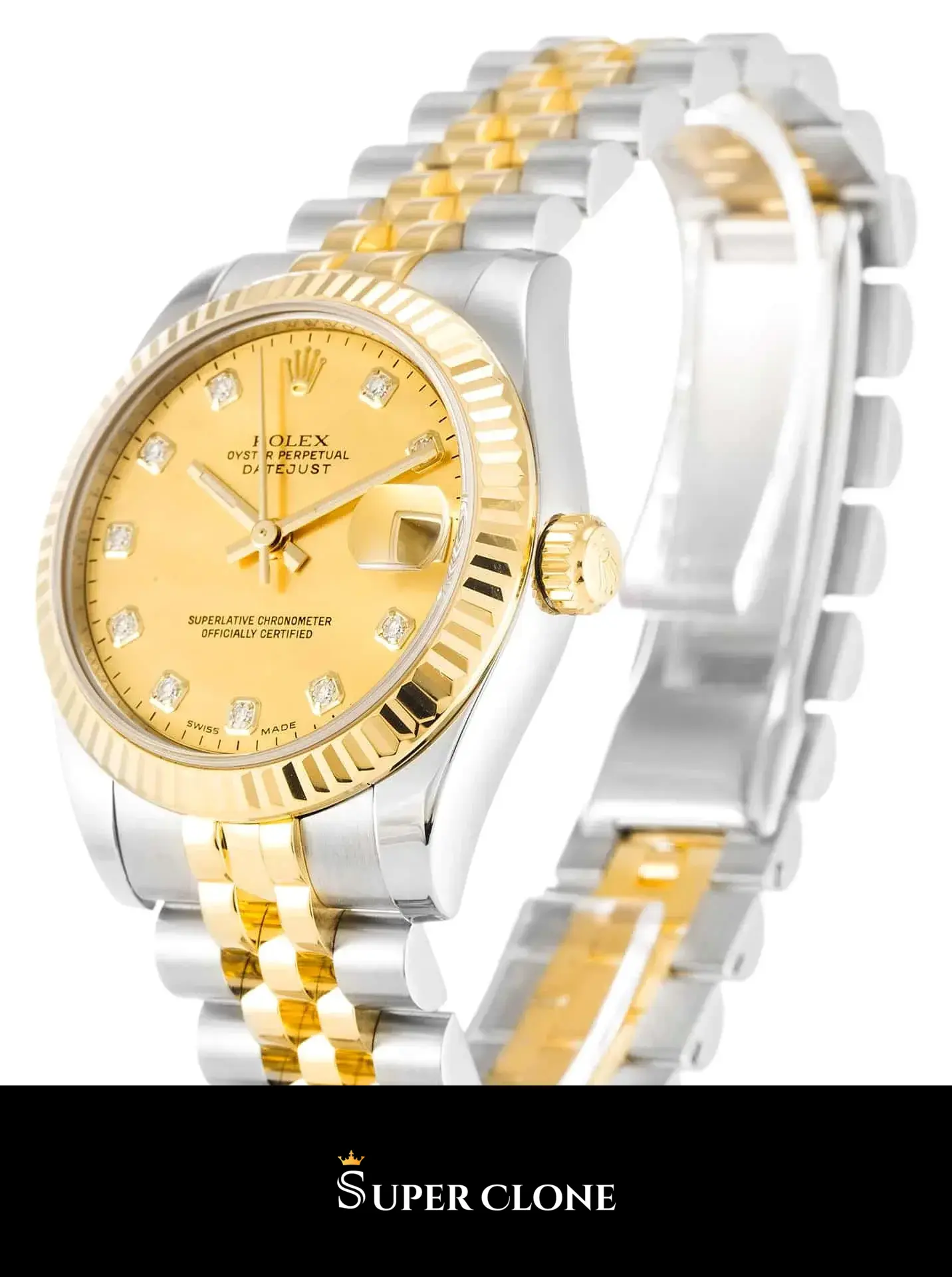 Rolex Lady-Datejust 178273 replica, perfil lateral de la caja bicolor