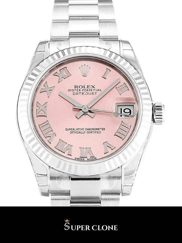 Rolex Lady-Datejust 178274 replica, detalle de esfera rosa sunray