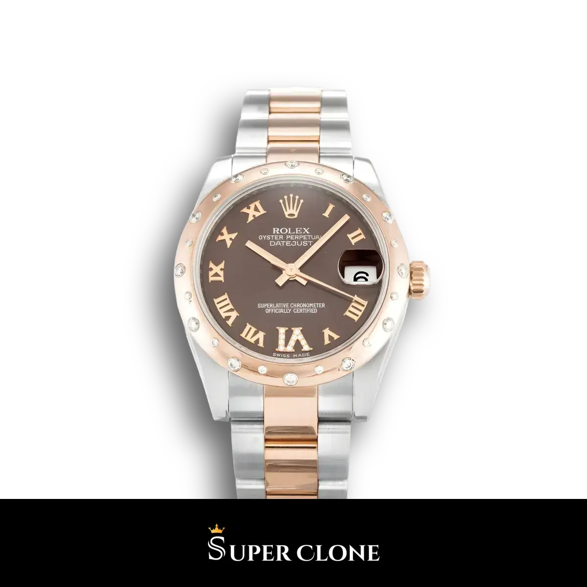 Rolex Lady-Datejust 178341 esfera chocolate sunburst en caja tono Everose réplica