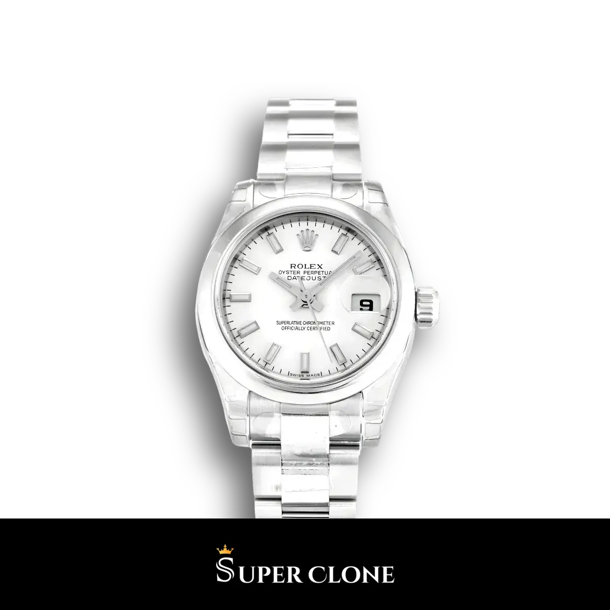 Rolex Lady-Datejust 179160 réplica esfera blanco — vista frontal