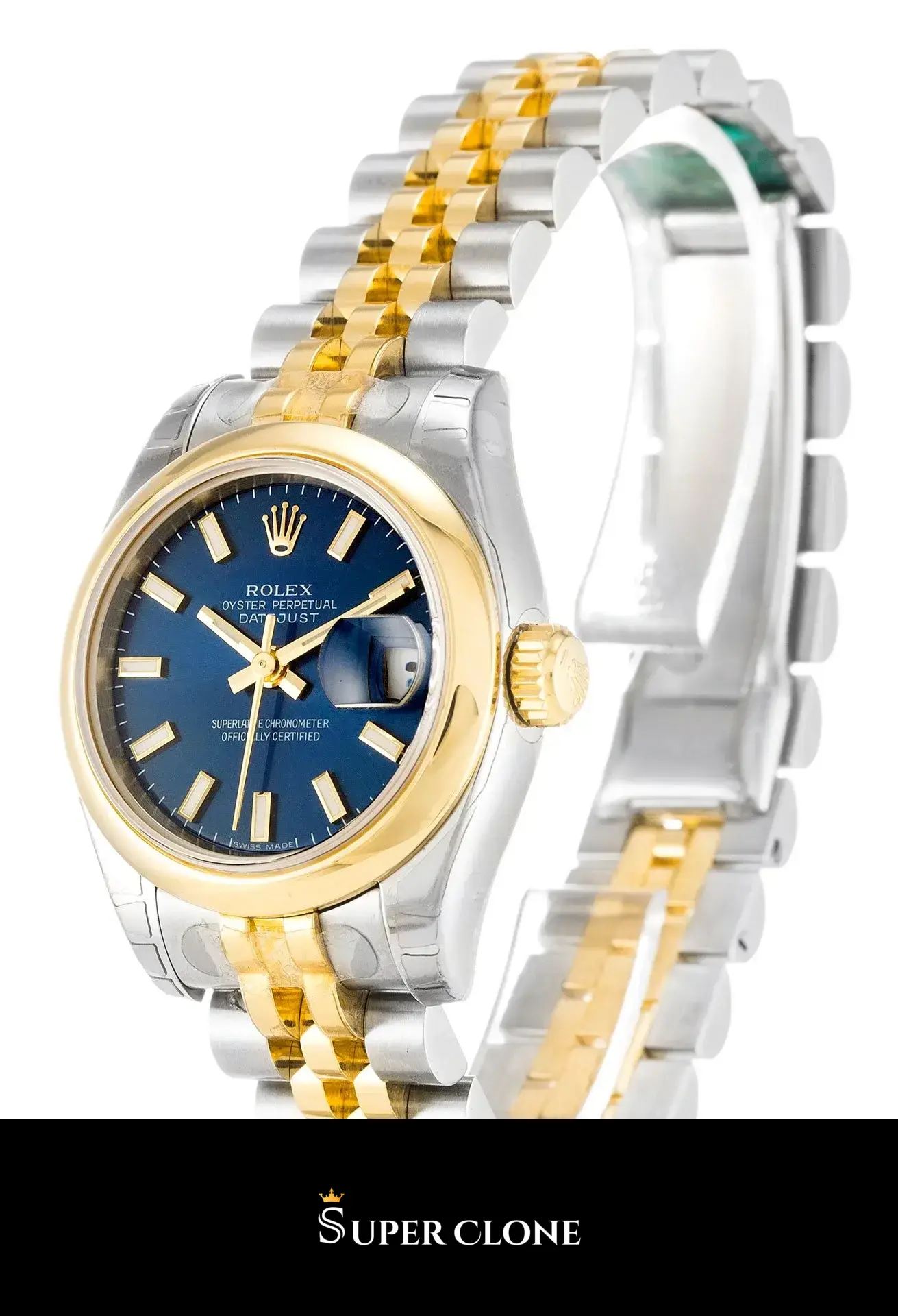 Rolex Lady-Datejust 179163 replica, bisel acanalado oro amarillo
