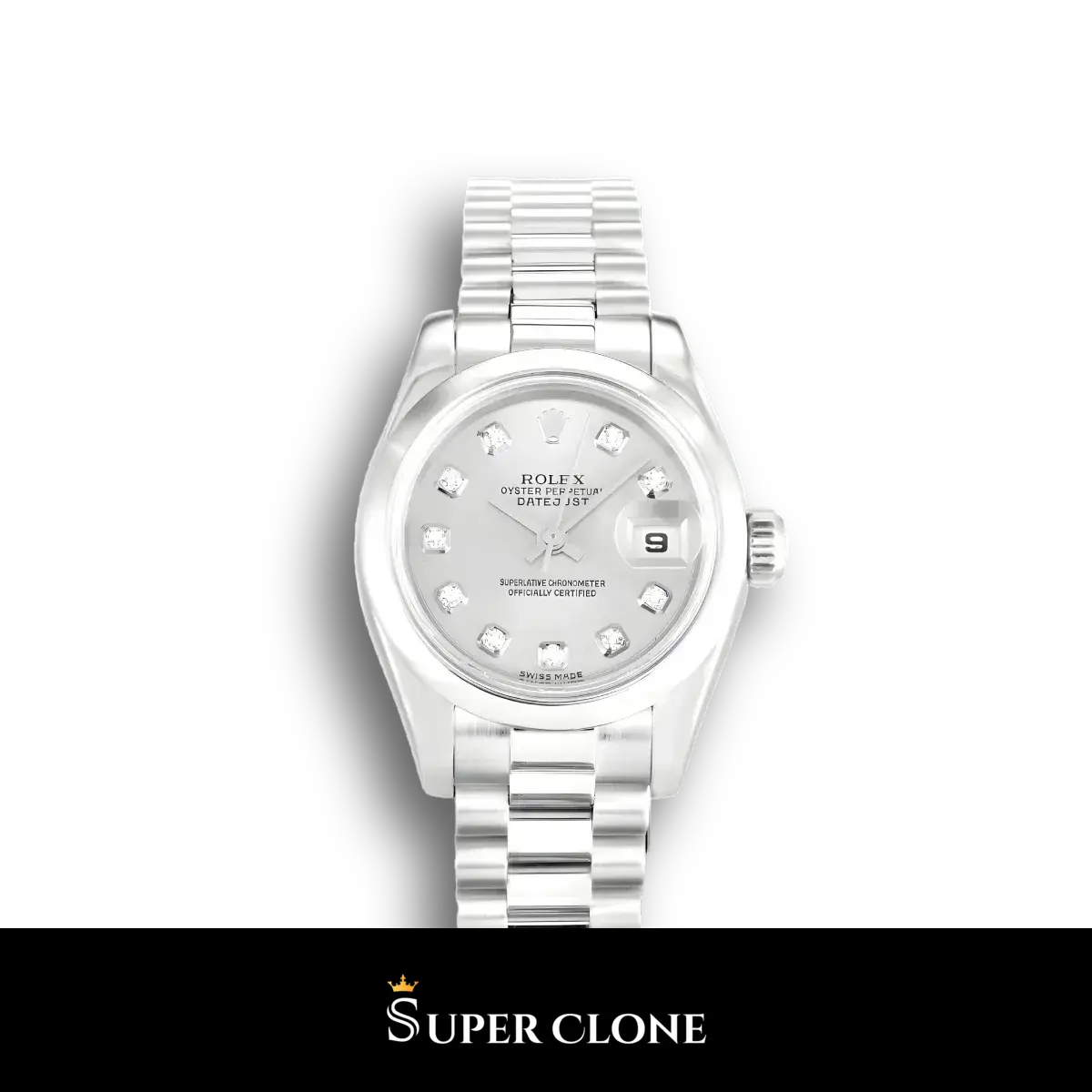 Rolex Lady-Datejust 179166 esfera plateada sunburst y caja oro amarillo 26mm réplica