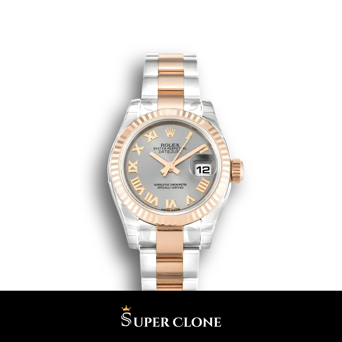 Rolex Lady-Datejust 179171 réplica esfera rodio — vista frontal