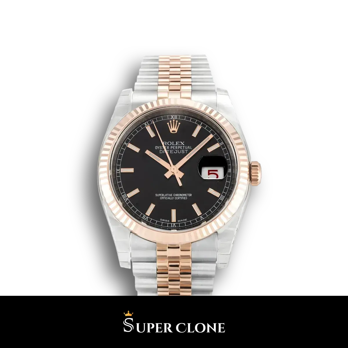 Rolex Lady-Datejust 179171 réplica esfera negro — vista frontal