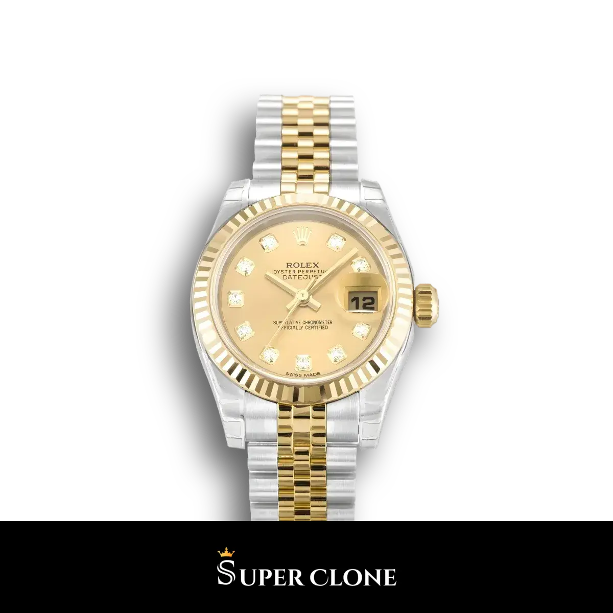 Lady-Datejust 179173 réplica automática japonesa esfera champán — vista frontal