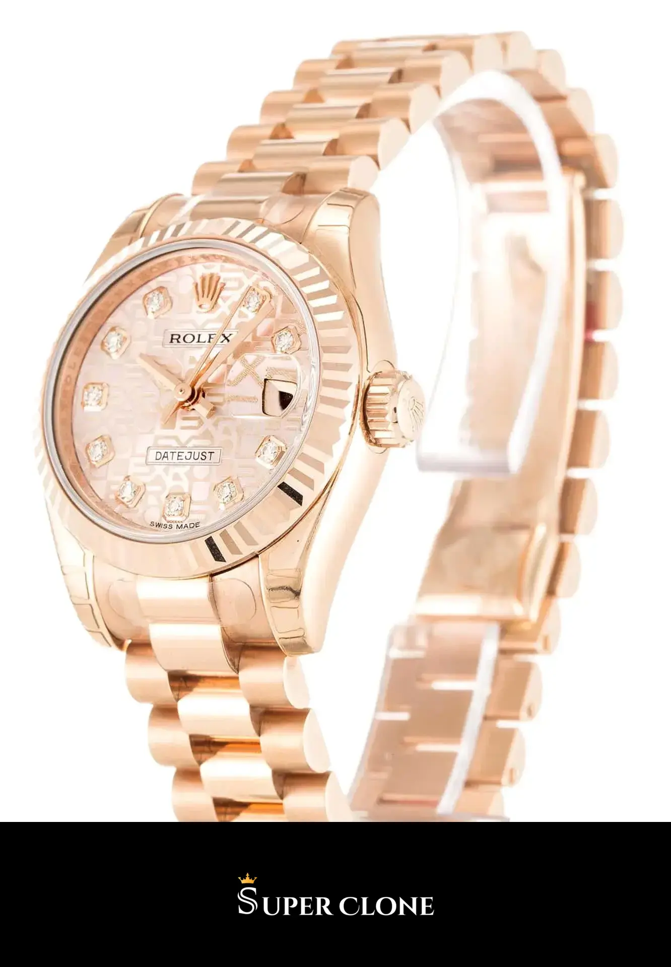 Rolex Lady-Datejust 179175 replica, perfil lateral de la caja