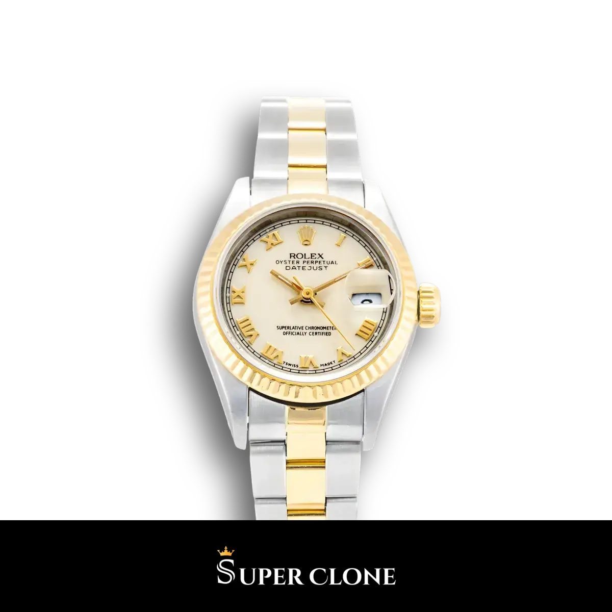 Rolex Lady-Datejust 69173 réplica Miyota esfera marfil — vista frontal