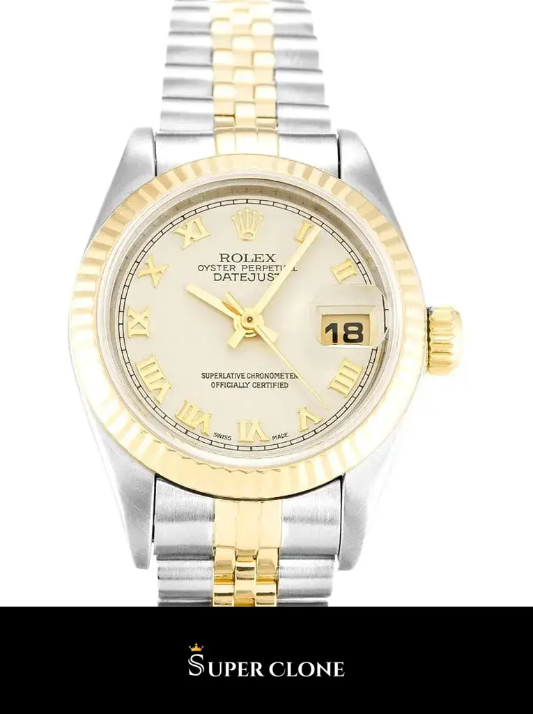 Lady-Datejust 69173 replica 26mm, detalle de índices piramidales en relieve